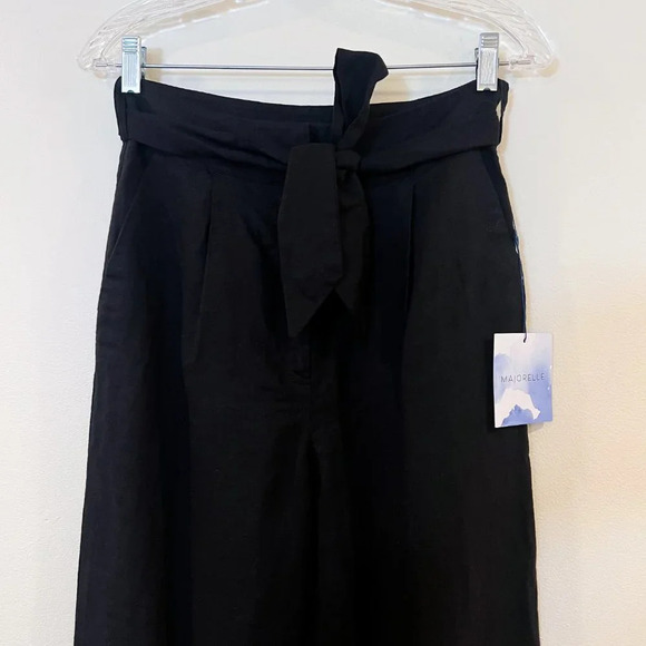 Majorelle Black Linen Blend Classic Belted Designer Slim Dress Pants S NWT - Picture 8 of 11